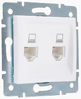 Розетка компьютерная без рамки Lezard Karina 2-м. RJ45 5e белый картинка